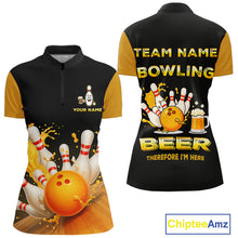 Load image into Gallery viewer, Bowling &amp; Beer therefore i'm here custom funny Bowling shirts for Women, Bowling team apparel NQS10274