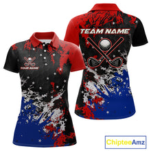 Load image into Gallery viewer, Red, White and Blue Golf Polo shirts for Women Custom Patriotic Gift For Golfers, Ladies golf outfit NQS10590