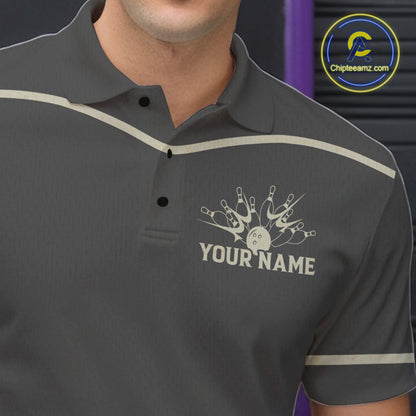 Custom Retro Bowling Polo, Quarter Zip Shirt for Men Personalized Vintage Team Bowling Jersey NQS10505