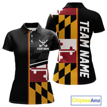 Load image into Gallery viewer, Maryland Flag black Women golf polo shirt Custom Patriotic Ladies Golf attire For team, golfing gifts NQS10188