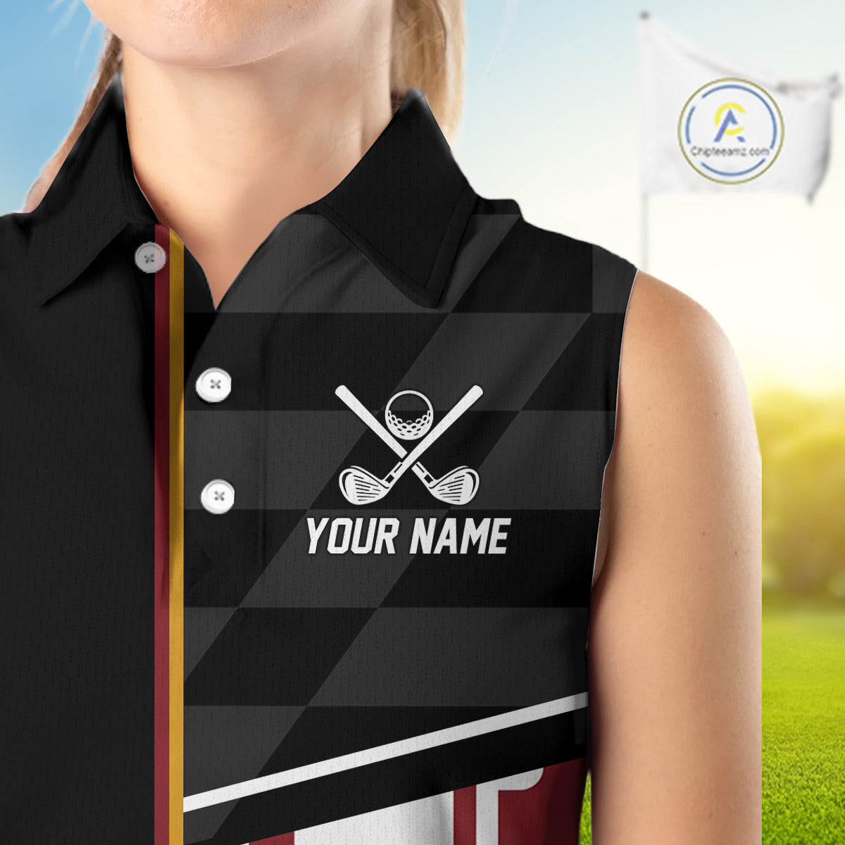 Maryland Flag black Women sleeveless polo shirt Custom Patriotic Ladies Golf attire For team NQS10188