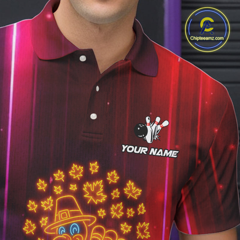Colorful Neon Autumn Turkey Bowling Shirts for Men Custom Thanksgiving Bowling Team Jerseys NQS10417