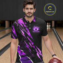 Load image into Gallery viewer, Black and Purple camo Bowling Polo shirts, 1/4 zip shirt for men custom Bowling Team League Jerseys NQS11420