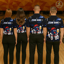 Load image into Gallery viewer, Custom Black And Blue Funny Beer Bowling Women Polo, Quarter Zip Shirts, funny bowling shirts NQS11488