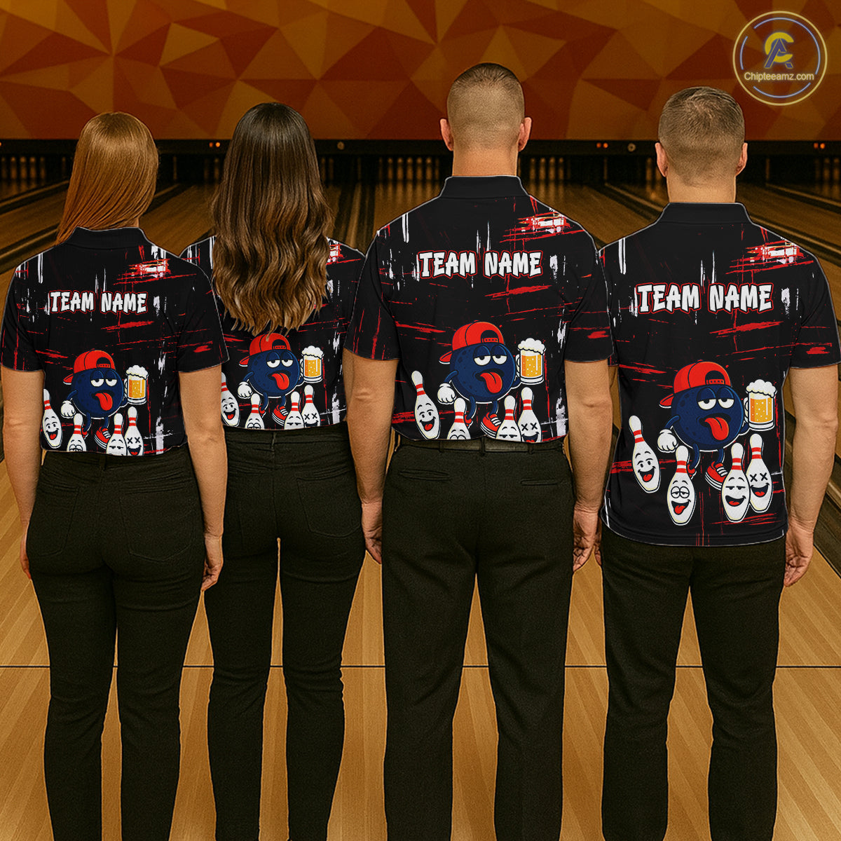 Custom Black And Red Funny Beer Bowling Women Polo, Quarter Zip Shirts, funny bowling shirts NQS11490