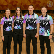 Load image into Gallery viewer, Bowling Polo Shirts For Men, 1/4 zip shirts Custom hologram Bowling Team Shirts Bowler Outfit NQS11385