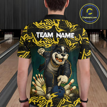 Load image into Gallery viewer, Black and Yellow Camo Funny Bulldog Bowling Shirts For Men Custom Cool Bowling Outfits Team Jerseys NQS11215