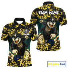 Load image into Gallery viewer, Black and Yellow Camo Funny Bulldog Bowling Shirts For Men Custom Cool Bowling Outfits Team Jerseys NQS11215