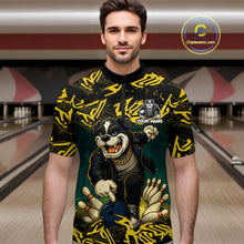Load image into Gallery viewer, Black and Yellow Camo Funny Bulldog Bowling Shirts For Men Custom Cool Bowling Outfits Team Jerseys NQS11215