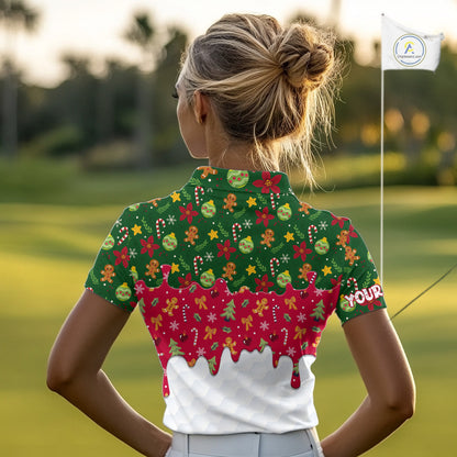 Funny Christmas pattern Golf Polo Shirts For Women custom Christmas golf gifts ladies golf outfit NQS10866