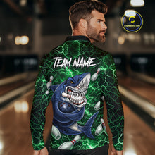 Load image into Gallery viewer, Green Lightning Thunder Angry Shark Bowling shirts For Men Custom Shark Bowling Team Jerseys NQS11758