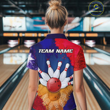Load image into Gallery viewer, Custom Texas Flag Bowling Polo, 1/4 zip Shirts For Women, Patriotic Texas Bowling Team League Jerseys NQS11626