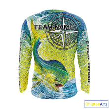 Load image into Gallery viewer, Personalized Mahi Mahi Fishing Shirts Green Scales Compass Performance Tournament Mahi Mahi Jerseys NQS11441