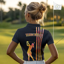 Load image into Gallery viewer, Personalized Watercolor Stripes Golf Polo Shirts For Women, Black Team Ladies Golf Attire NQS11651