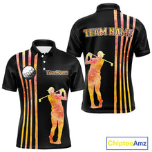 Load image into Gallery viewer, Personalized Watercolor Stripes Golf Polo Shirts For Men, Black Team Mens Golf Attire NQS11651