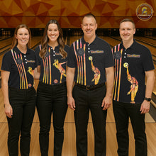Load image into Gallery viewer, Personalized Watercolor Stripes Retro Bowling Team Shirts For Men, Black Bowling Attire For Men NQS11652