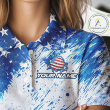 Load image into Gallery viewer, Red, White and Blue American Flag Golf Polo Shirts For Ladies Custom patriotic Team womens golf tops NQS11506