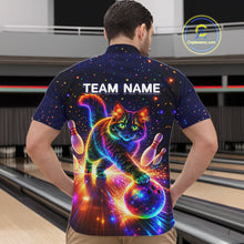 Load image into Gallery viewer, Personalized Bowling Shirts for Men Custom Cat Team Bowling Apparel, Colorful Neon bowling shirts NQS11517