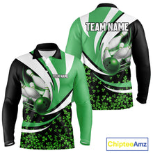Load image into Gallery viewer, Green shamrock pattern Bowling Shirts For Men custom St Patrick's Day bowling outfits team jerseys NQS11166