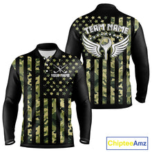 Load image into Gallery viewer, Black and Green Camo American Flag Golf Polo Shirts For Men Custom patriotic men's golf clothing NQS11178