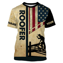 Load image into Gallery viewer, American flag Roofing custom Name UV Protection Shirts for Roofing Contractors, Roofing Expert FSD4057