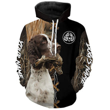 Load image into Gallery viewer, English Springer Spaniel Hunting Dog Custom Name Hoodie Shirt for Hunter FSD4689