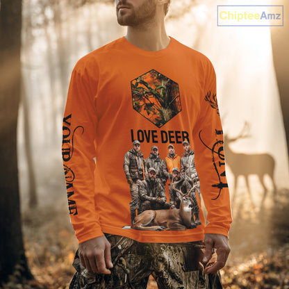 Deer Hunting Orange Hoodie, Long Sleeve Shirt Custom Name, Team Name Gift For Hunter NHT05