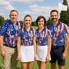 Load image into Gallery viewer, Personalized American Flag Butterfly Golf Polo Shirt – Custom Name Patriotic Team Apparel NHT1033