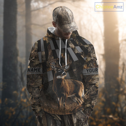 Deer Hunter Camo Hunting Hoodie For Men – Realistic Buck Design NHT334