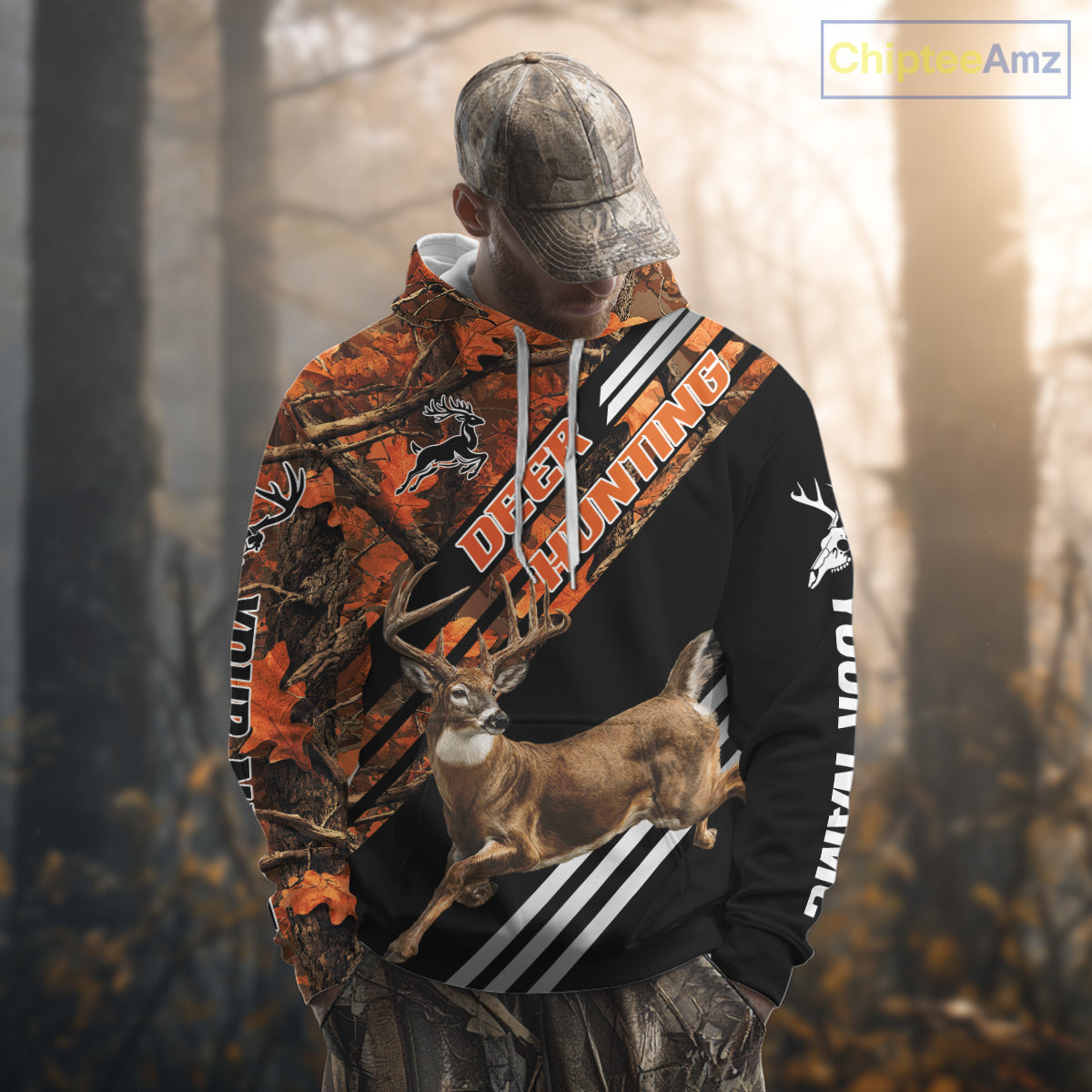 Running Deer Hunting Shirt – Autumn Camo Design, Custom Name for Hunters NHT341