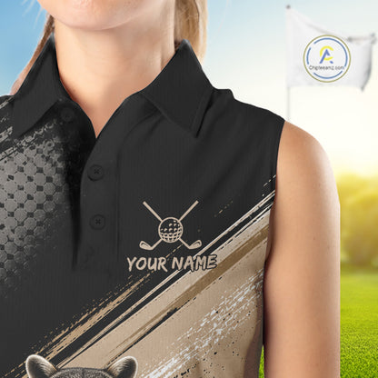 Funny Raccoon Golf Polo Shirt Custom Name Golf Beer Polo Gift For Women Black Beige Golf Jersey NHT891