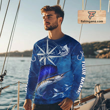 Load image into Gallery viewer, Sailfish Fishing Shirt Long Sleeve Gift For Men – Deep Sea Angler Ocean Compass Design 