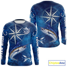 Load image into Gallery viewer, Marlin Fishing Shirt Long Sleeve Gift For Men – Deep Sea Angler Ocean Compass Design