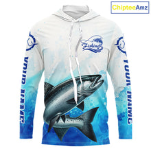 Load image into Gallery viewer, Chinook Salmon Fishing Long Sleeve Hooded Gift For Men Deep Sea Saltwater Angler Ocean Adventure 