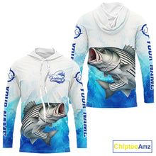 Load image into Gallery viewer, Striped Bass Fishing Long Sleeve Hooded Gift For Men Deep Sea Saltwater Angler Ocean Adventure