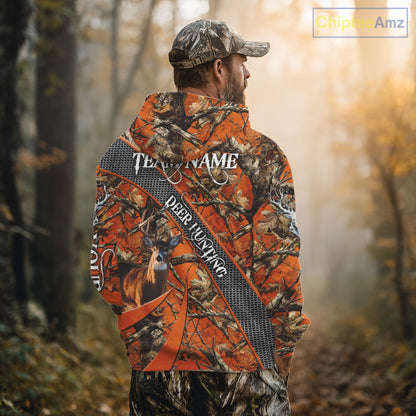 Orange Camo Deer Hunting Shirt 3D All Over Print Personalized Team Name Gift for Hunters NHT12