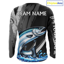 Load image into Gallery viewer, Personalized Black Camo Chinook Salmon Fishing Jerseys, Salmon Long Sleeve Fishing Shirts NHT463