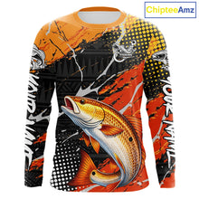 Load image into Gallery viewer, Personalized Redfish Fishing Jerseys, Red Drum Saltwater Tournament Fishing Shirts NHT464