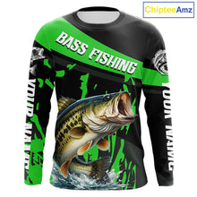 Load image into Gallery viewer, Custom Largemouth Bass Fishing Jerseys, Largemouth Bass Fishing Shirts Long Sleeve For Men|Green NHT727