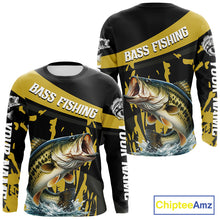 Load image into Gallery viewer, Custom Largemouth Bass Fishing Jerseys, Largemouth Bass Fishing Shirts Long Sleeve For Men|Yellow NHT728