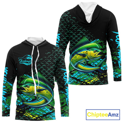 Mahi Mahi Fishing Custom 3D UV Protection Fishing Shirt, Mahi Mahi Long Sleeve Fishing Shirt NHT409