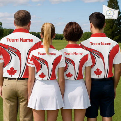Personalized White And Red Canada Flag Womens Golf Polo Shirt, Patriotic Gifts For Golf Lover  NHT735