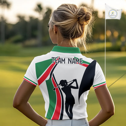 Mexican Flag White Golf Pattern Womens Polo Shirt Patriotic Womens Golf Shirt Mexico Golf Gifts NHT737