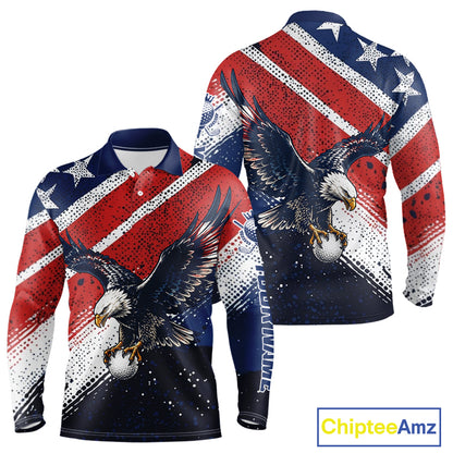 Mens Golf Polo Shirt Custom American Eagle Golf Shirts Personalized Golf Clubs Team Golf Top NHT902