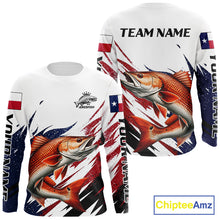 Load image into Gallery viewer, Custom Texas Flag Redfish Fishing Shirts, Texas Red Drum Fishing Shirts Long Sleeve For Team NHT913