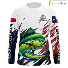 Load image into Gallery viewer, Custom Texas Flag Mahi Mahi Fishing Shirts, Texas Dolphin Fishing Shirts Long Sleeve For Team NHT915
