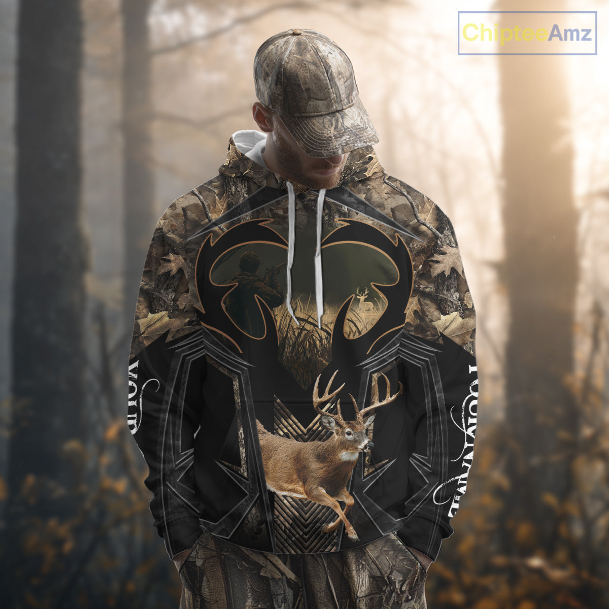 Deer Hunting Shirt 3D All-Over Print Deer with Camo Forest, Gift for Deer Hunters Men NHT360