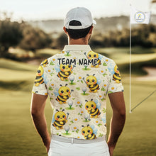 Load image into Gallery viewer, Funny Mens Golf Polo Shirt Custom Bee Pattern, Bee Golf Shirts For Team NHT541