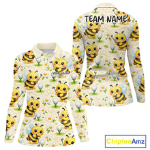 Load image into Gallery viewer, Funny Womens Golf Polo Shirt Custom Bee Pattern, Bee Golf Shirts For Team NHT541
