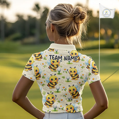 Funny Womens Golf Polo Shirt Custom Bee Pattern, Bee Golf Shirts For Team NHT541